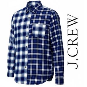 J.Crew Men's Long Sleeve Gingham-Plaid Super Soft Flannel Shirt Size: M